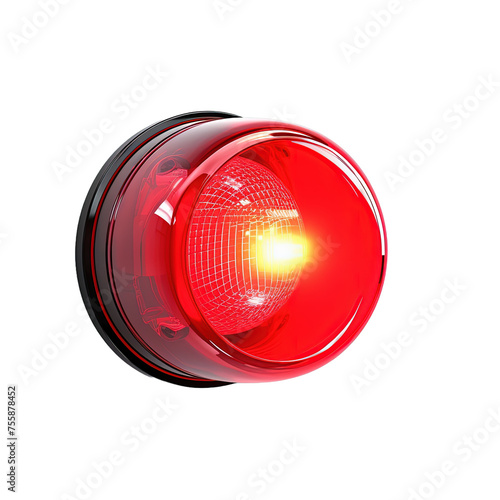 Flashing red alarm light isolated on white or transparent background