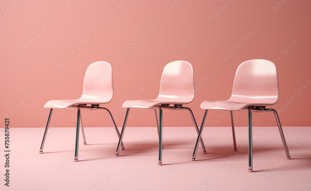 pink pastel classroom chairs are sitting up next to each other сreated with Generative Ai pink pastel classroom chairs are sitting up next to each other сreated with Generative Ai