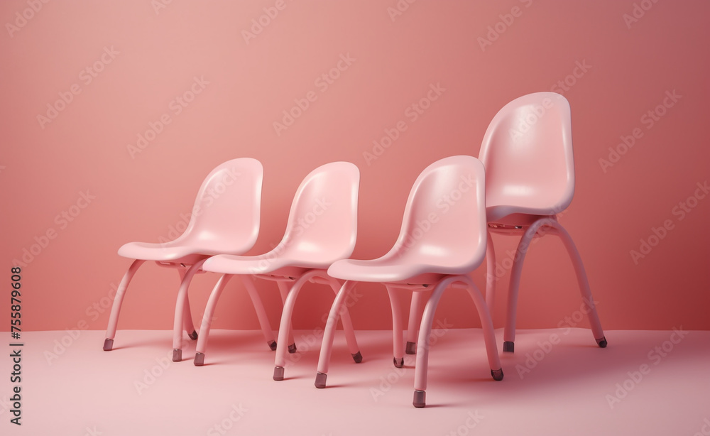 pink pastel classroom chairs are sitting up next to each other сreated with Generative Ai pink pastel classroom chairs are sitting up next to each other сreated with Generative Ai