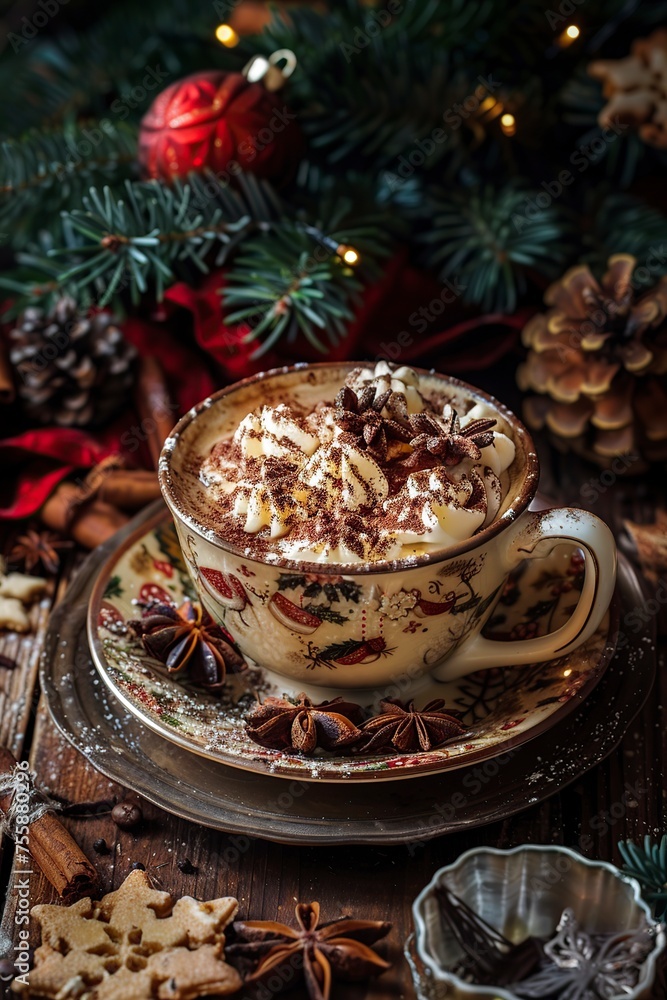 Steaming Cup of Hot Chocolate With Whipped Cream Steaming Cup of Hot Chocolate With Whipped Cream