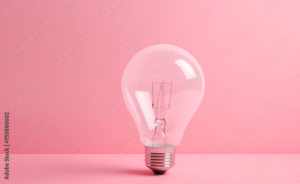 bright light bulb made, baby pink pastel background сreated with Generative Ai bright light bulb made, baby pink pastel background сreated with Generative Ai