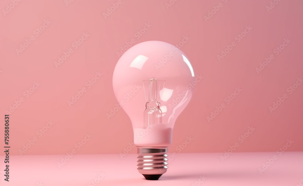 bright light bulb made, baby pink pastel background сreated with Generative Ai bright light bulb made, baby pink pastel background сreated with Generative Ai