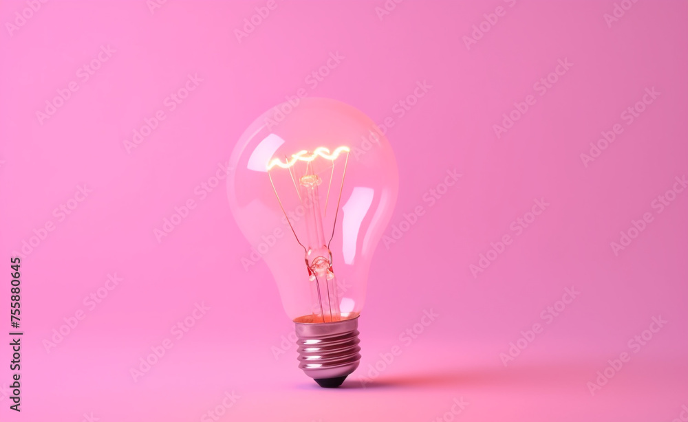 bright light bulb made, baby pink pastel background сreated with Generative Ai bright light bulb made, baby pink pastel background сreated with Generative Ai