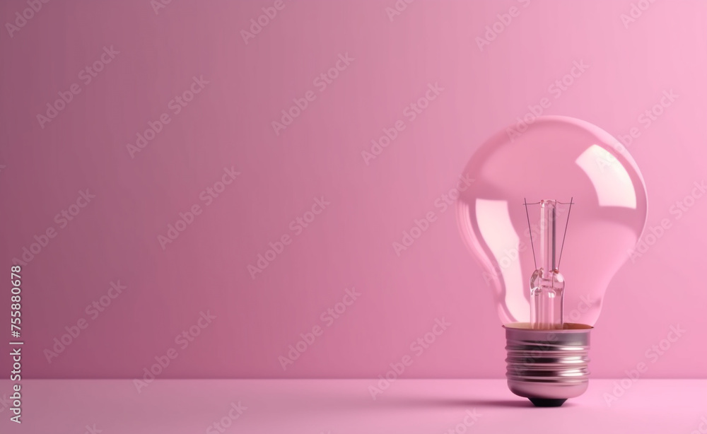 bright light bulb made, baby pink pastel background сreated with Generative Ai bright light bulb made, baby pink pastel background сreated with Generative Ai