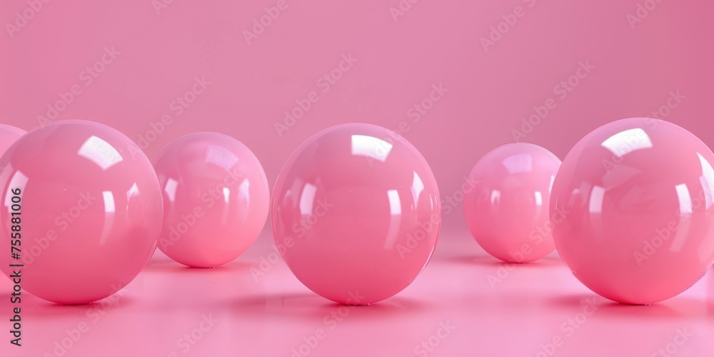 Pink Ball Abstraction for Advertising. 3D Rendering of Pink Spheres as Decoration on a Round Background Pink Ball Abstraction for Advertising. 3D Rendering of Pink Spheres as Decoration on a Round Background
