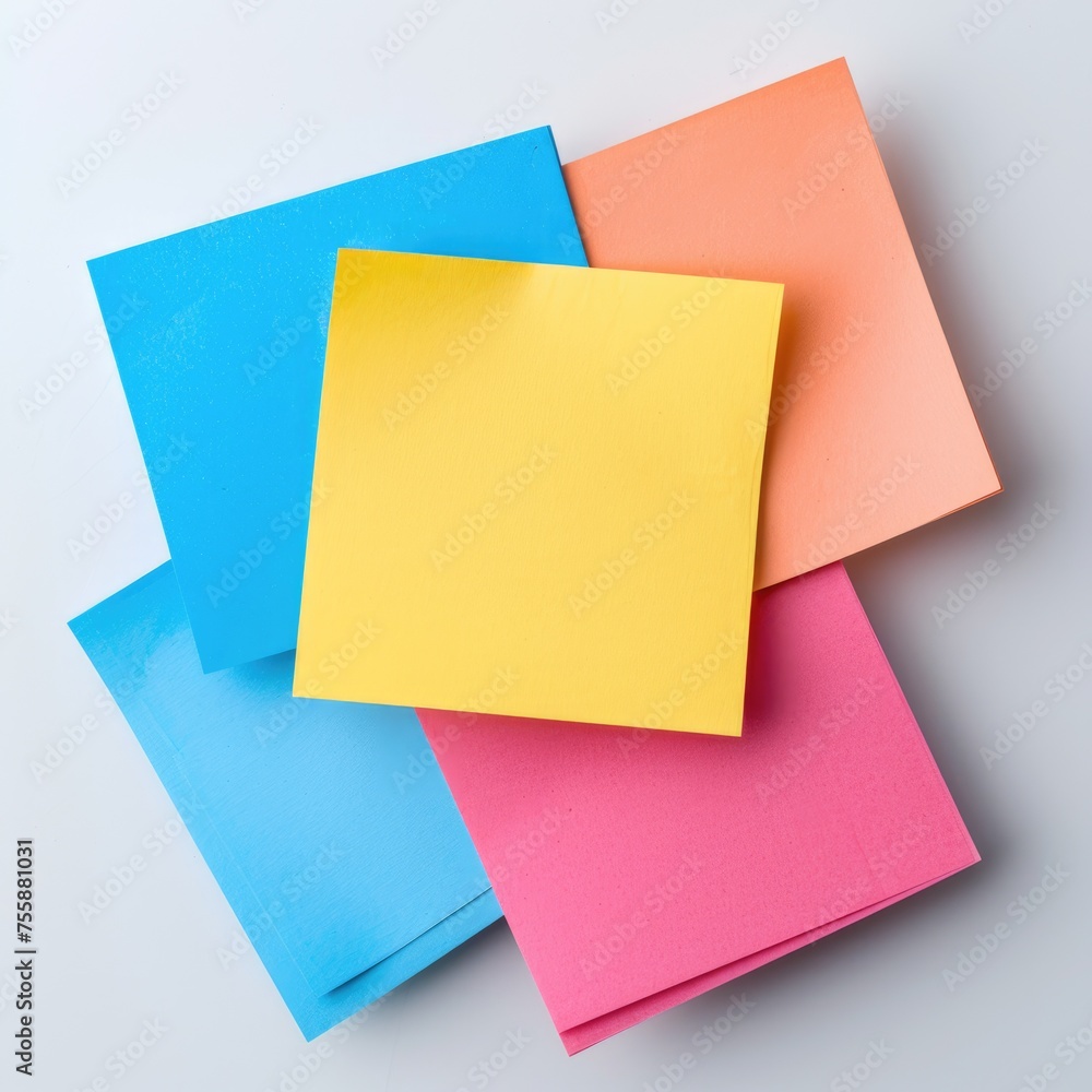 Plain Sticky Notes with Copy Space. Blank Adhesive Memos for Message and Memo Writing with Empty Page Copy Space Plain Sticky Notes with Copy Space. Blank Adhesive Memos for Message and Memo Writing with Empty Page Copy Space