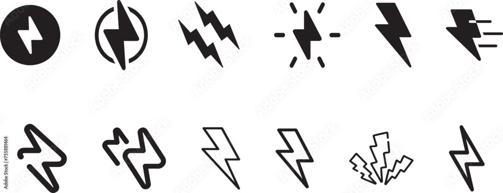 flash lightning bolt icon. Electric power symbol. Power energy sign, vector illustration