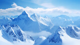 Serene Beauty of Snow-Capped Mountains: Majestic Peaks Adorned with a Layer of Snow in a Breathtaking Alpine Landscape - Explore the Tranquil Mountain Scene in Chilly Atmosphere.