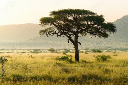 Sunrise over the Savanna: Stunning Views of Trees and Grass
