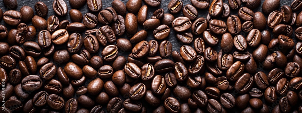 Naklejka premium Pile of Coffee Beans on Table