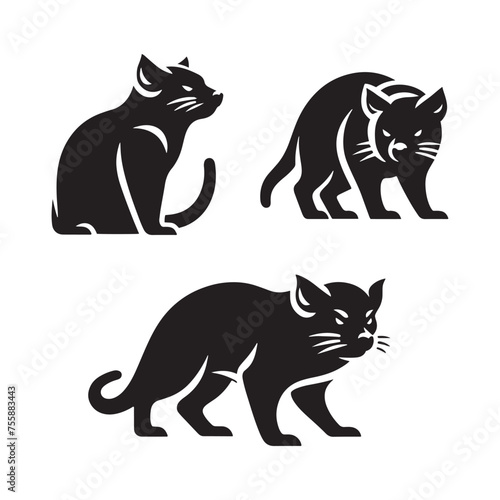 Fiery Frenzy  Vector Tasmanian Devil Silhouette for Wildlife and Nature-inspired Designs  Minimalist Black Tasmanian devil silhouette.