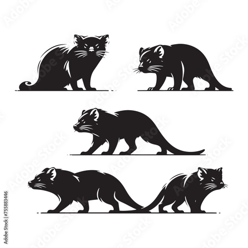 Fiery Frenzy: Vector Tasmanian Devil Silhouette for Wildlife and Nature-inspired Designs, Minimalist Black Tasmanian devil silhouette.