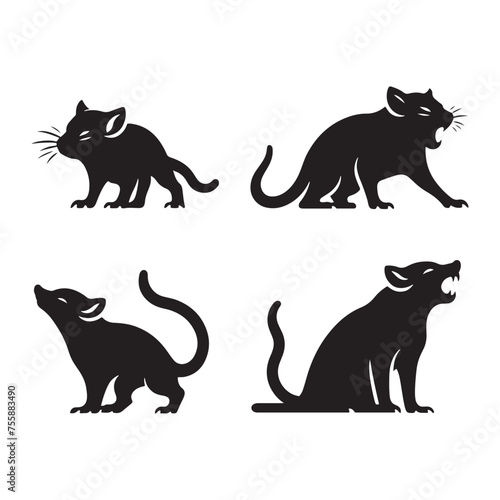 Fiery Frenzy  Vector Tasmanian Devil Silhouette for Wildlife and Nature-inspired Designs  Minimalist Black Tasmanian devil silhouette.