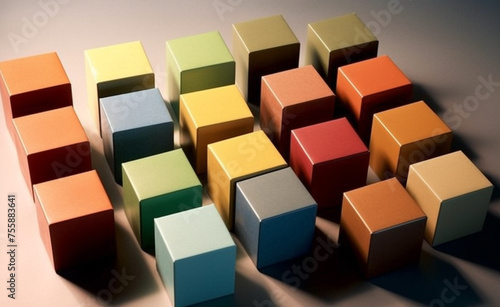 boxes, identical, same shape and color, one box is different, different shape or color сreated with Generative Ai