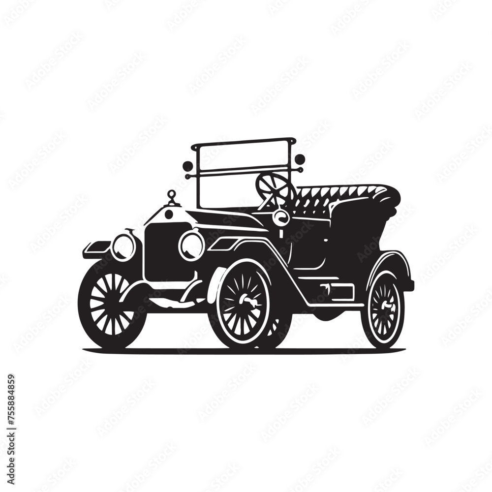 Vintage Car Silhouette Vector Collection for Retro Enthusiasts and Classic Automotive Designs, Classic Vintage car Illustration.