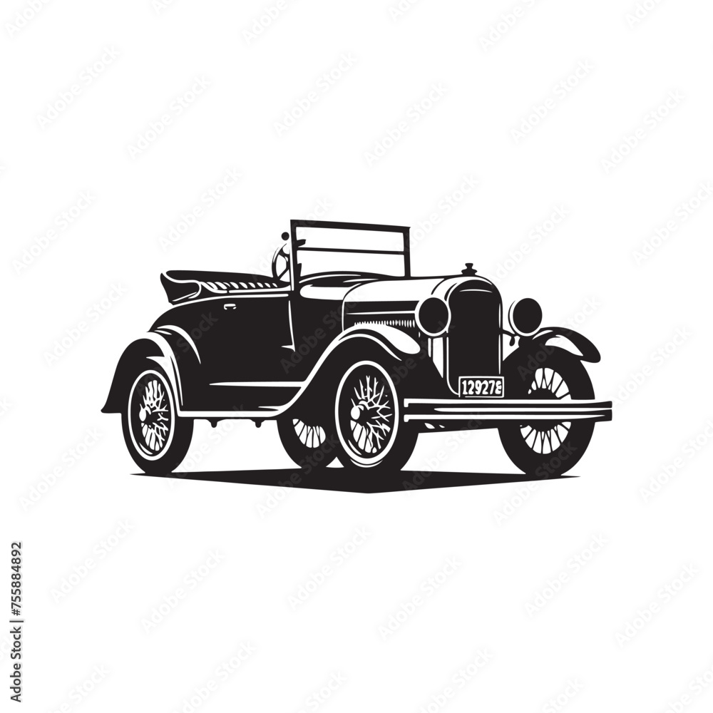 Vintage Car Silhouette Vector Collection for Retro Enthusiasts and Classic Automotive Designs, Classic Vintage car Illustration.