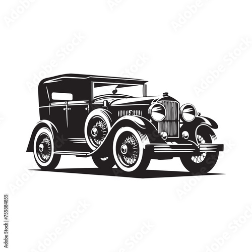 Vintage Car Silhouette Vector Collection for Retro Enthusiasts and Classic Automotive Designs, Classic Vintage car Illustration.