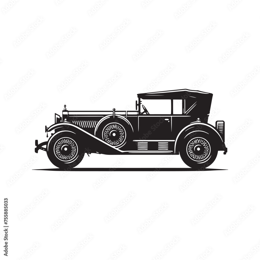 Vintage Car Silhouette Vector Collection for Retro Enthusiasts and Classic Automotive Designs, Classic Vintage car Illustration.