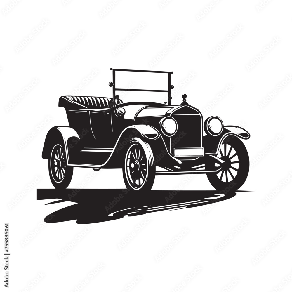 Vintage Car Silhouette Vector Collection for Retro Enthusiasts and Classic Automotive Designs, Classic Vintage car Illustration.