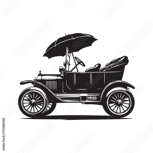 Vintage Car Silhouette Vector Collection for Retro Enthusiasts and Classic Automotive Designs, Classic Vintage car Illustration.