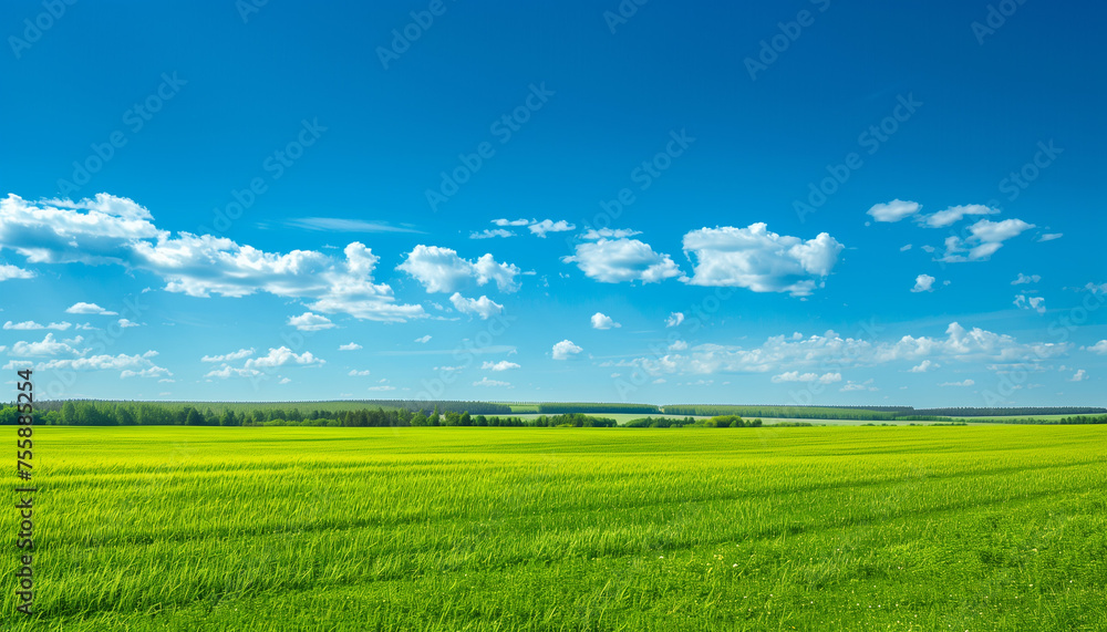 Fototapeta premium green field and blue sky