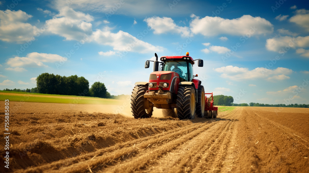 Fototapeta premium tractor in field