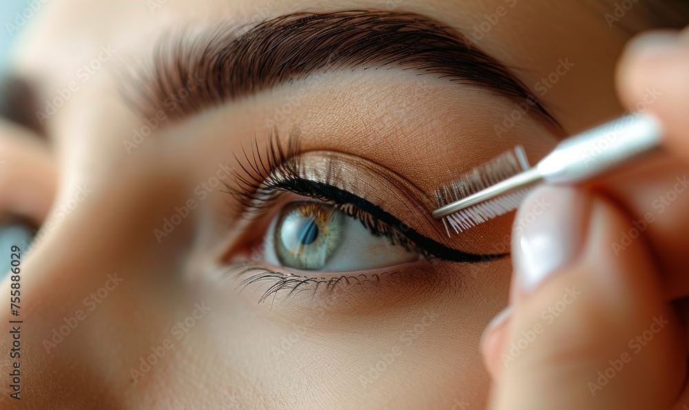 Masterful Touch: Eyelash Extension Application by Skilled Hands generative ai