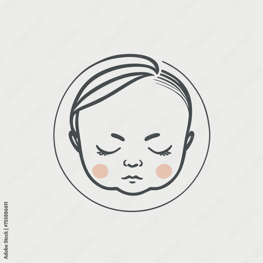 baby face logo, vector illustration line art