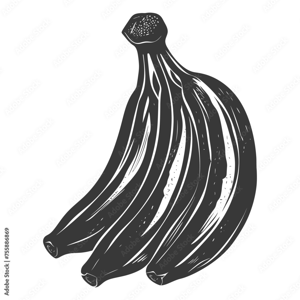 Silhouette Banana Fruit black color only