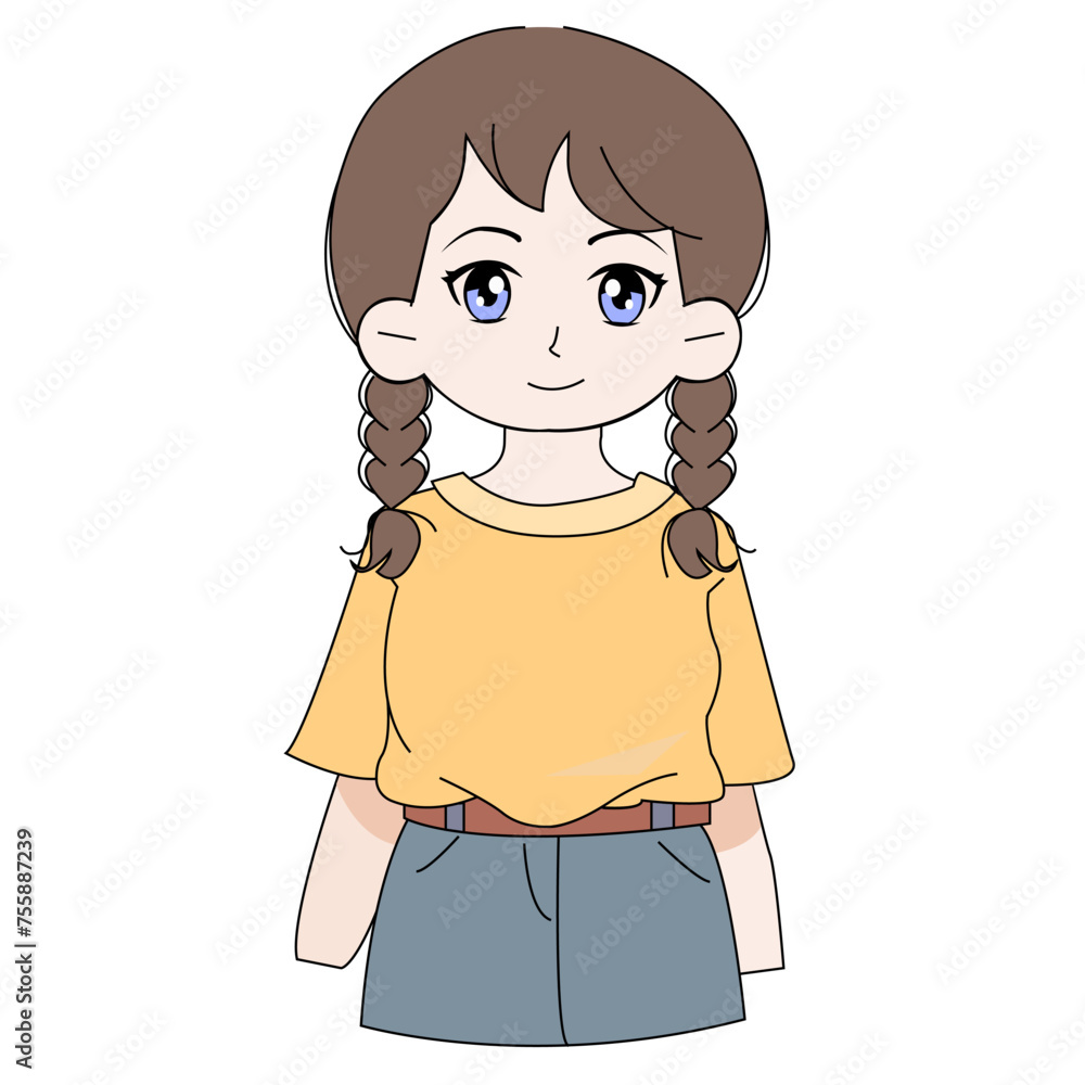 Cute cartoon little girl. Vector illustration Cute cartoon little girl. Vector illustration