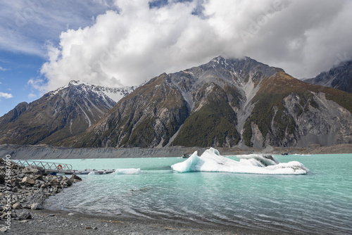 landscape of tasman glacier in new zealand in spring photo