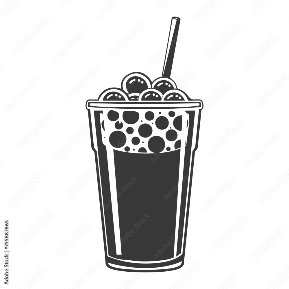 Silhouette Bubble tea drink black color only Silhouette Bubble tea drink black color only