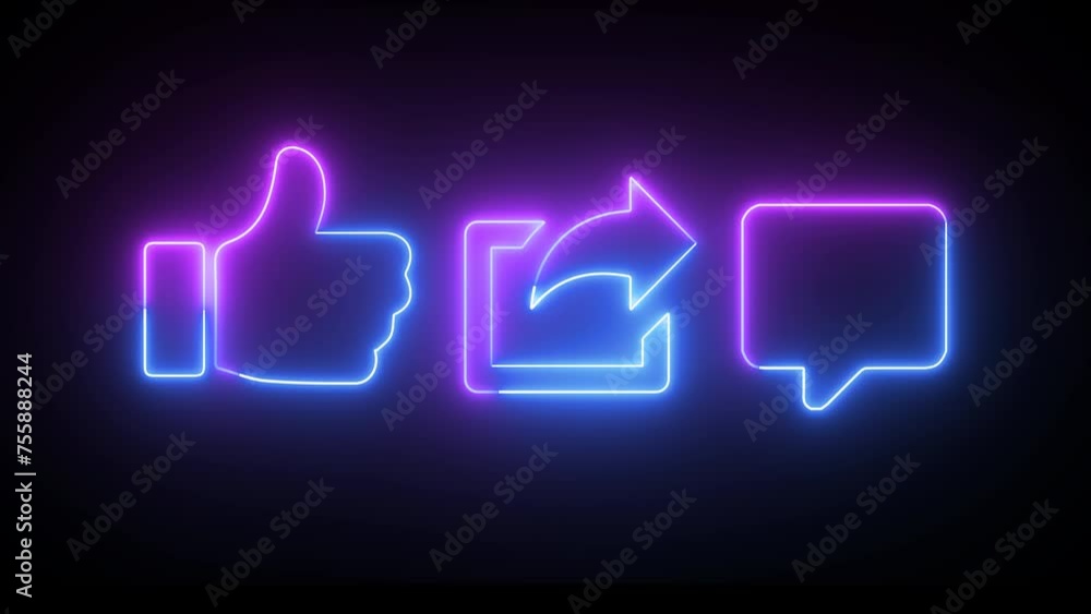 Neon Comment. Sign like share comment neon icon,Animated Neon Lights. LIKE And SUBSCRIBE ...