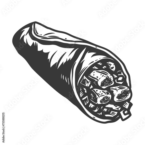 Silhouette Burrito food black color only