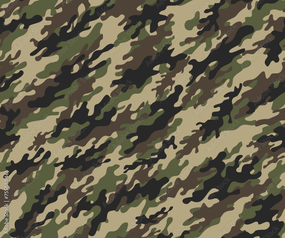 Fototapeta premium Seamless camouflage pattern, army texture, vector illustration, street modern background
