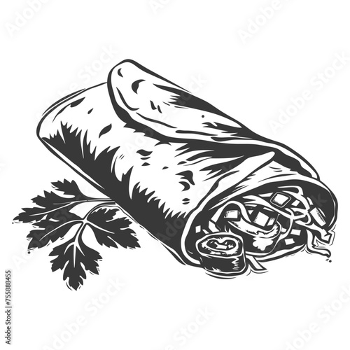 Silhouette Burrito food black color only