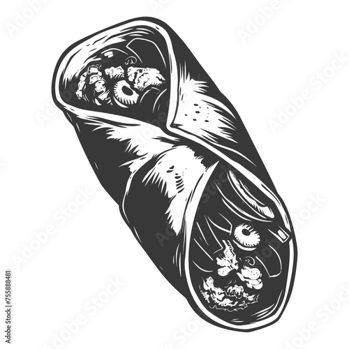 Silhouette Burrito food black color only