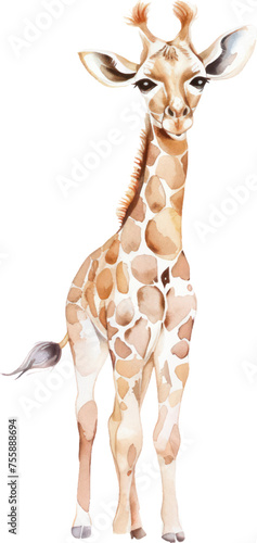 Watercolor giraffe object isolate illustration vector.	
