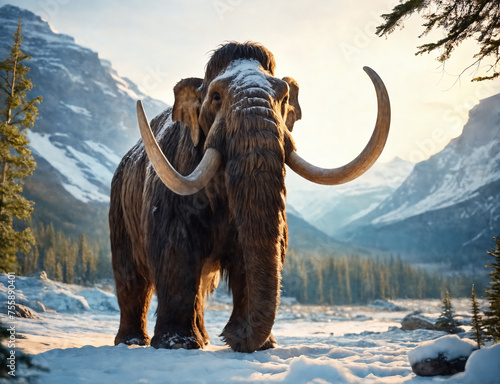 Prehistoric wolly mammoth, an extinct giant of the ice age