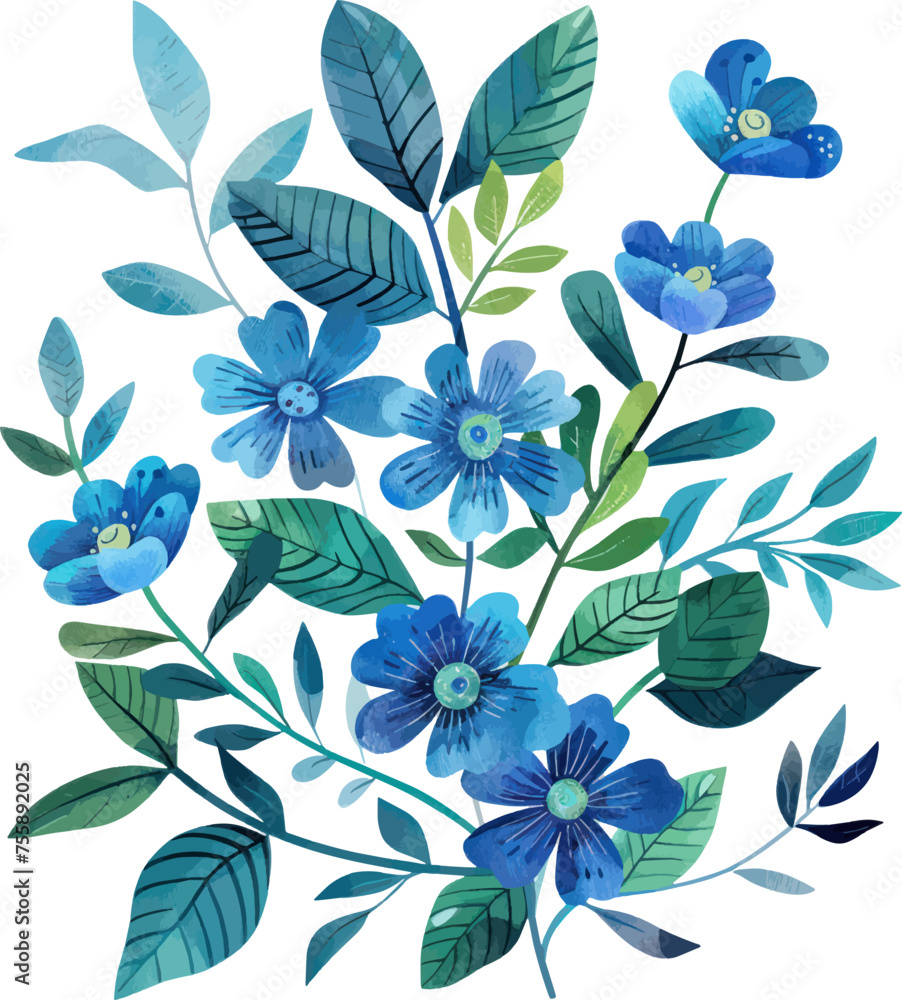 Blue flowers object isolate illustration vector. Blue flowers object isolate illustration vector.