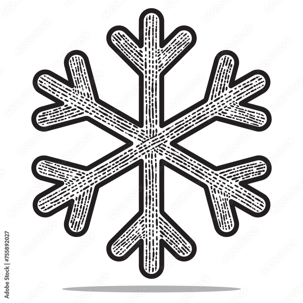 snow icon vector engraving style hand drawn element black and white snow icon vector engraving style hand drawn element black and white