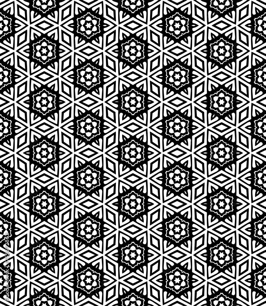 Black and white seamless abstract pattern. Background and backdrop. Grayscale ornamental design. Black and white seamless abstract pattern. Background and backdrop. Grayscale ornamental design.