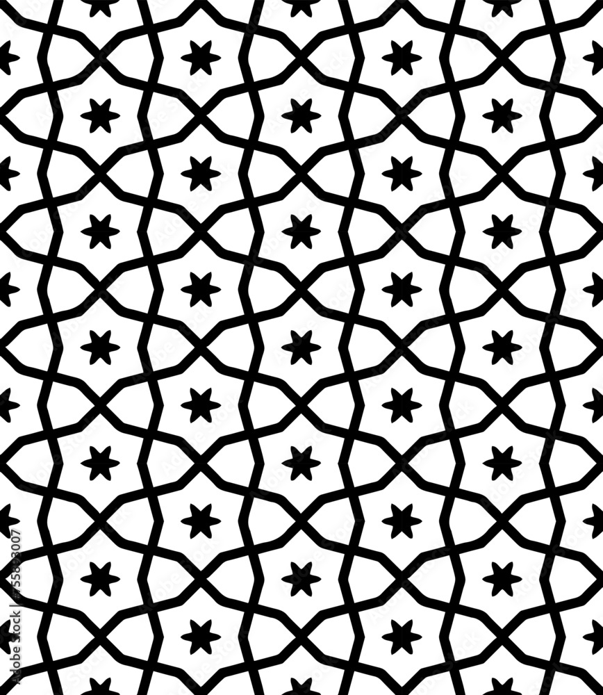 Naklejka premium Black and white seamless abstract pattern. Background and backdrop. Grayscale ornamental design.