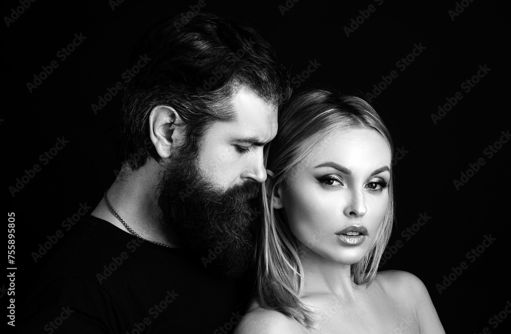 Fashionable close up portrait of young couple. Fashion vogue trend people. Fashionable close up portrait of young couple. Fashion vogue trend people.