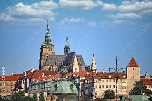 Prague Castle and old buildings cityscape Czech republic