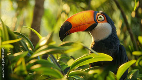 Toucans brightly colored bill and striking eyes © Tariq