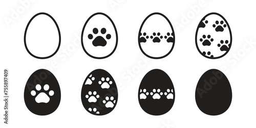 easter egg vector dog paw footprint icon logo doodle april chicken duck pet character cartoon symbol abstract polka dot striped japan checked scarf illustration design isolated © CNuisin