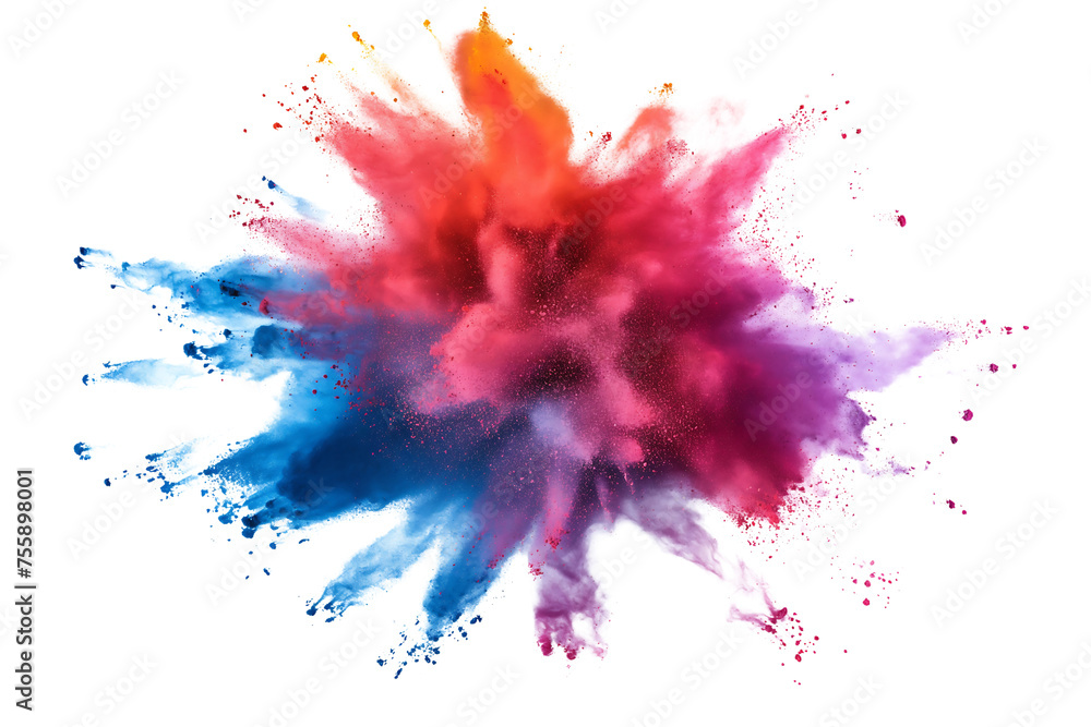 powder explosion colorful splash isolated on a transparent background