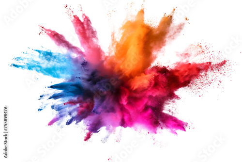 Explosion splash of colorful powder isolated on a transparent background