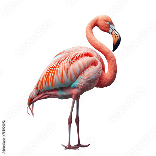 A Majestic Pink Flamingo Stands Tall  Exuding Vibrance and Beauty Against a Serene Backdrop of Nature s Splendor - A PNG Cutout Isolated on a Transparent Backdrop